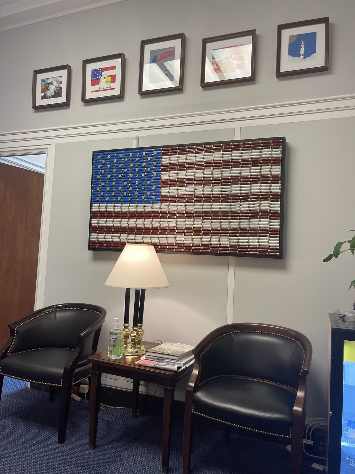 Shotgun shell flag hanging in Congressman Mast's office on Capitol Hill