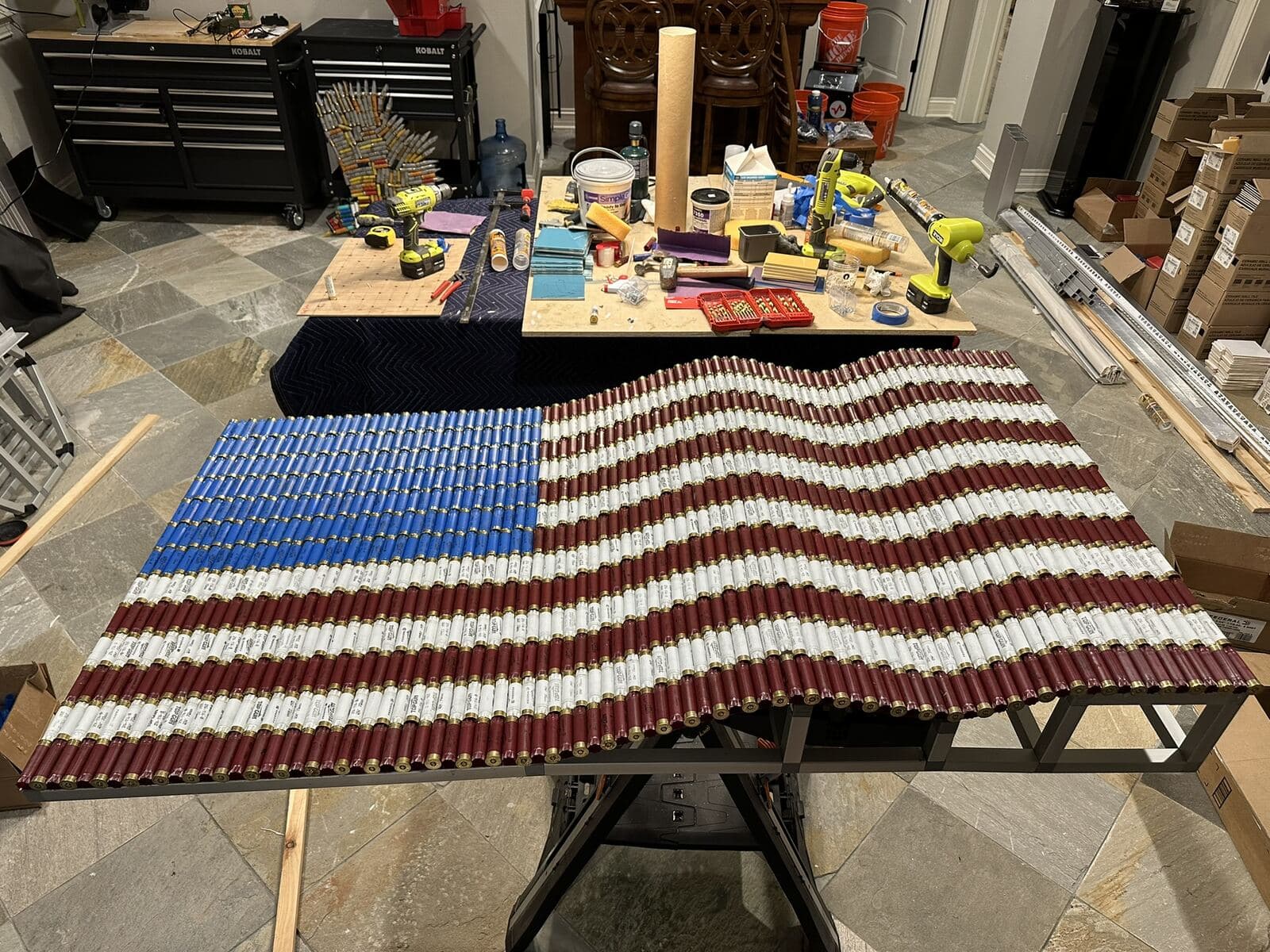 Every shell in place