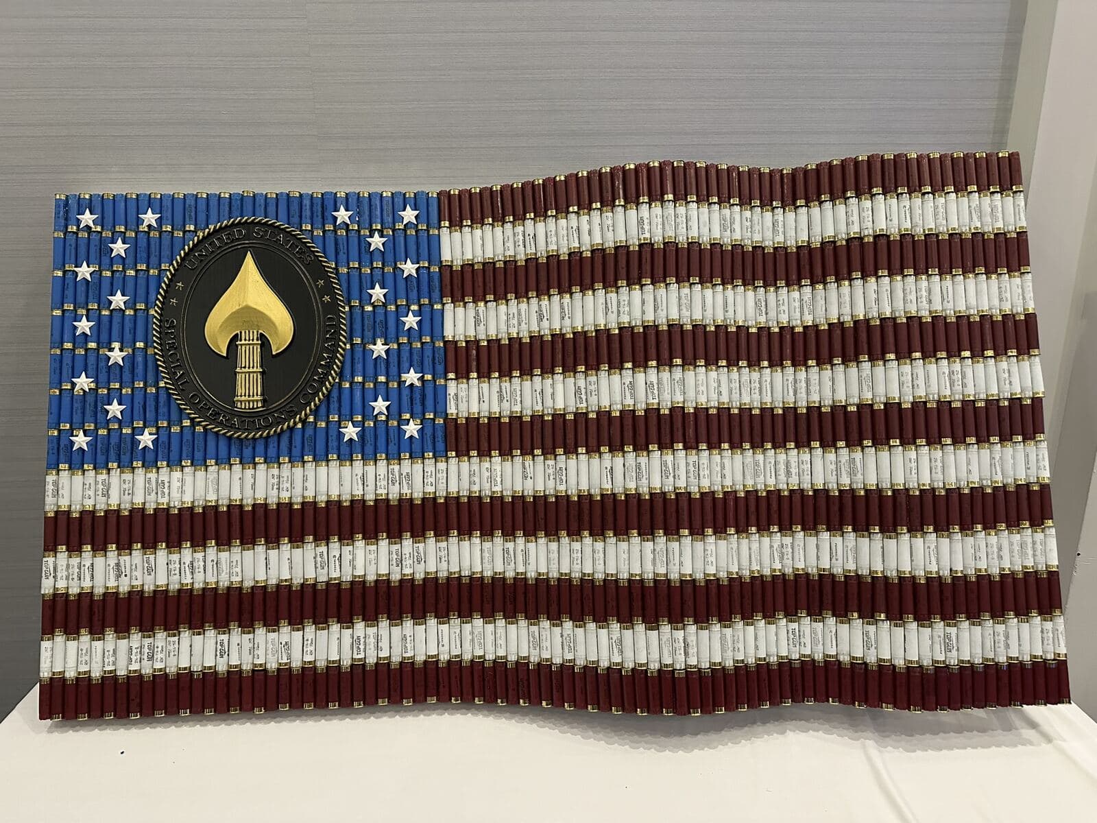 The finished 3D SOCOM shotgun shell flag
